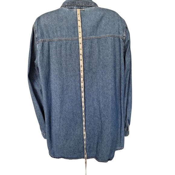 Bobbie Brooks Woman Size 14/16 Chambray Fall Embroidered Long Sleeve Blouse - Picture 7 of 10